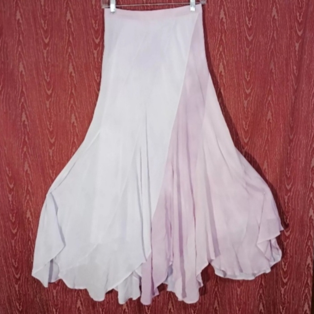 POLO RALPH LAUREN Pink Soft Pastel Silk Tie-Dye Zip Skirt Women's NWOT
